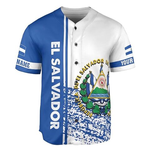 Custom El Salvador Baseball Jersey Shirt Personalized Name Sizes S to 5XL image 1