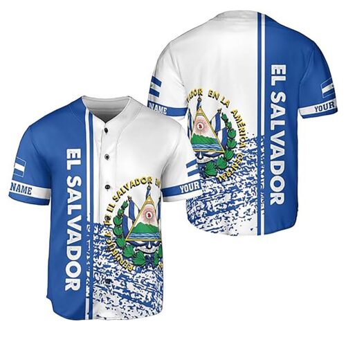 Custom El Salvador Baseball Jersey Shirt Personalized Name Sizes S to 5XL image 0