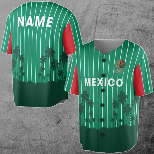 Personalized Mexico Flag 3D Print Baseball Jersey Shirt Custom Name Size S-5XL image 0