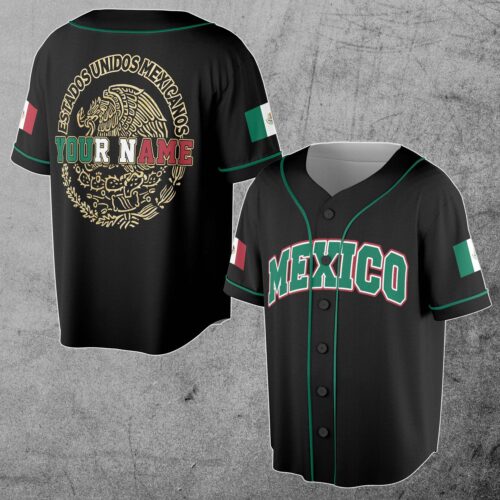 Personalized Mexican Eagle 3D Baseball Jersey S-5XL Custom Mexico Apparel image 0