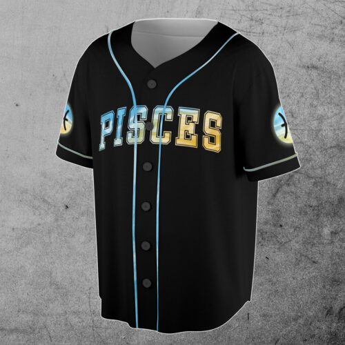 Custom Pisces Baseball Jersey S-5XL Zodiac Horoscope Birthday Gift for Pisces image 1