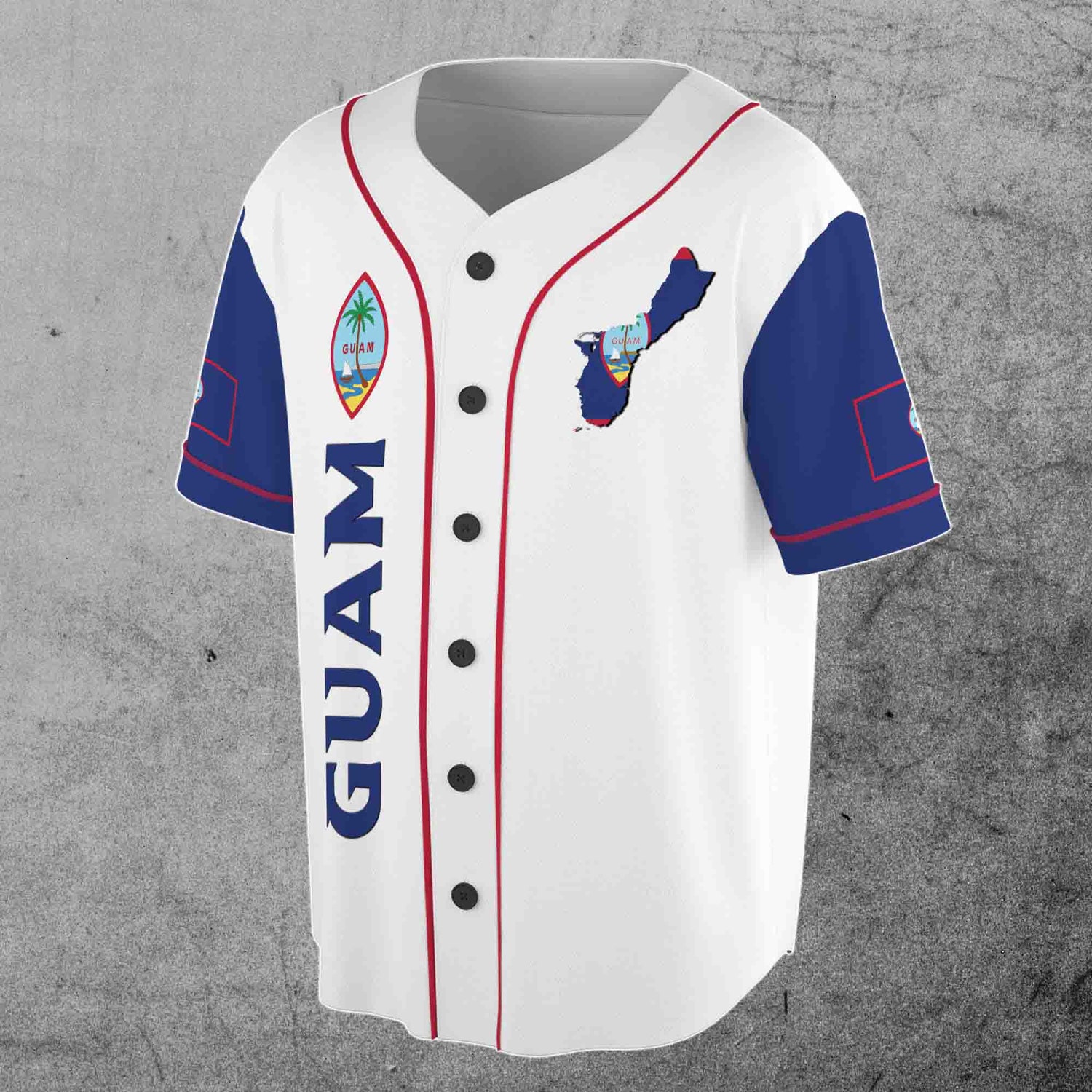 Custom Name Number Guam Flag Coat of Arms Baseball Jersey for Kids Youth Adults S-5XL image 2