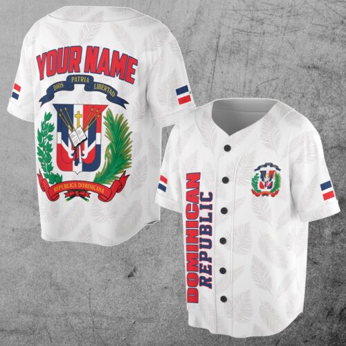 Personalized Dominican Republic Flag Baseball Jersey Custom Name & Number S-5XL image 0