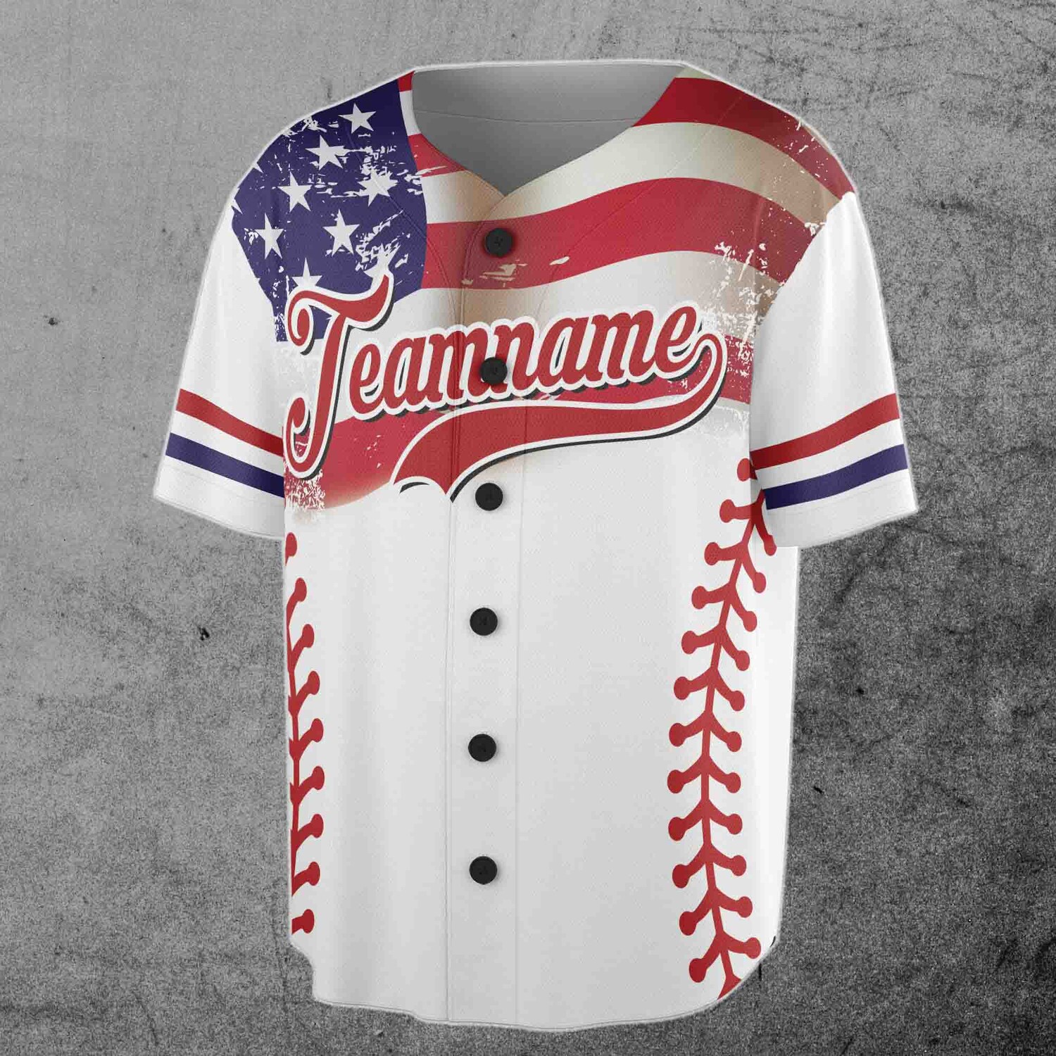 Custom USA Flag Grunge Baseball Jersey Personalized Team Name & Number S-5XL image 1