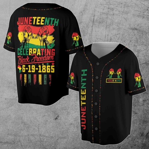 Personalized Juneteenth Flag Baseball Jersey Black History Independence Day 1865 Shirt S-5XL image 0