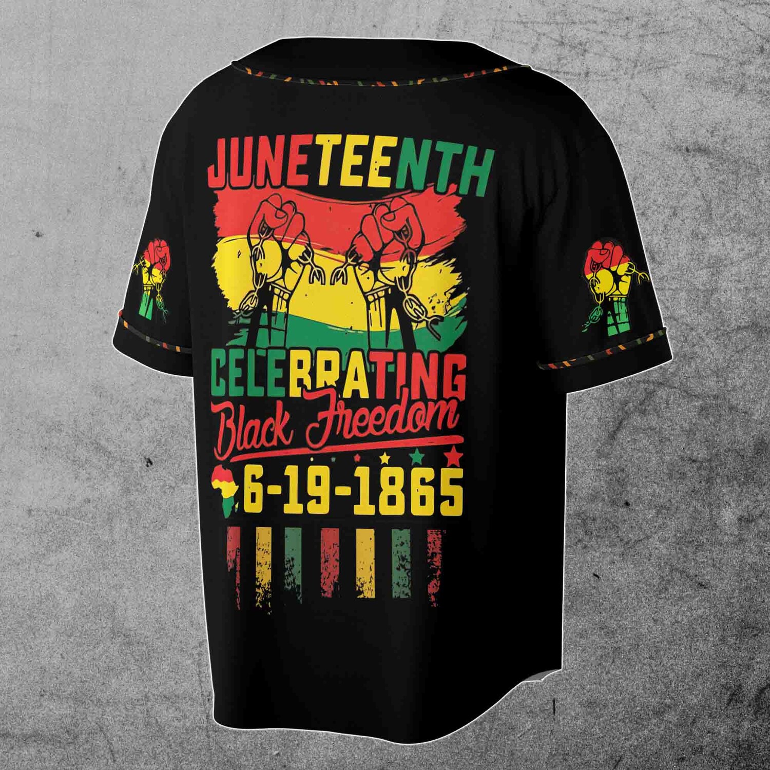 Personalized Juneteenth Flag Baseball Jersey Black History Independence Day 1865 Shirt S-5XL image 2