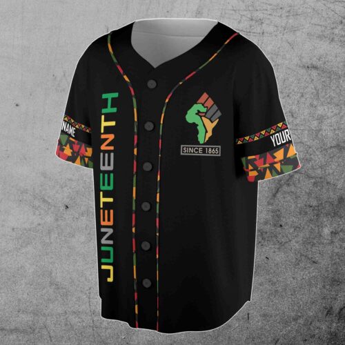 Personalized Juneteenth Flag Baseball Jersey Independence Day Freeish Since 1865 Sizes S-5XL image 1