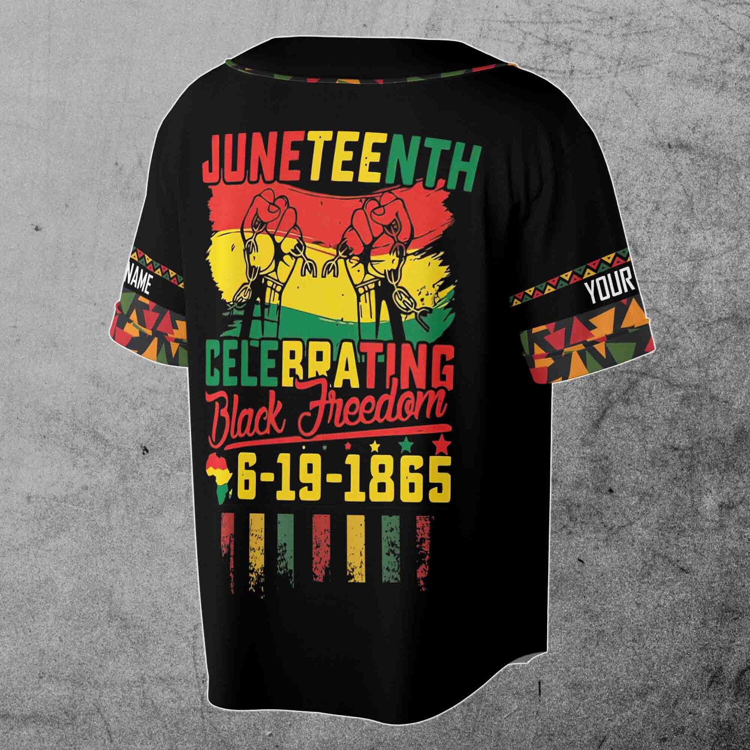 Personalized Juneteenth Flag Baseball Jersey Independence Day Freeish Since 1865 Sizes S-5XL image 2