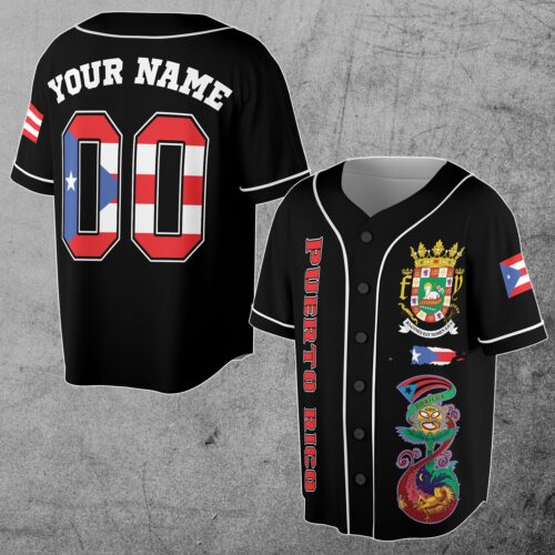 Personalized Puerto Rican Flag Baseball Jersey Custom Name & Number Boricua Pride S-5XL image 0