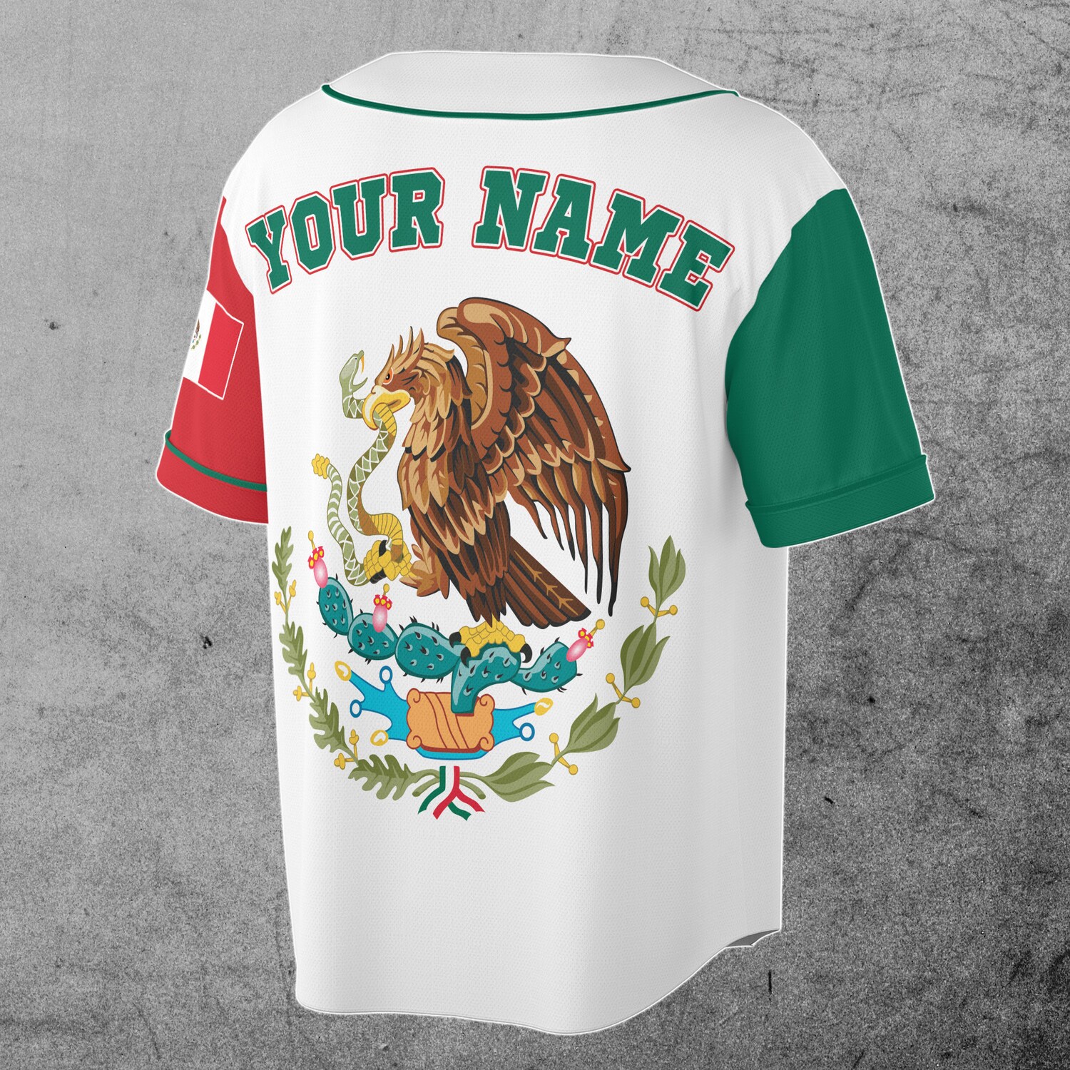 Customizable Mexican Flag Baseball Jersey with Name & Number Sizes S-5XL image 1