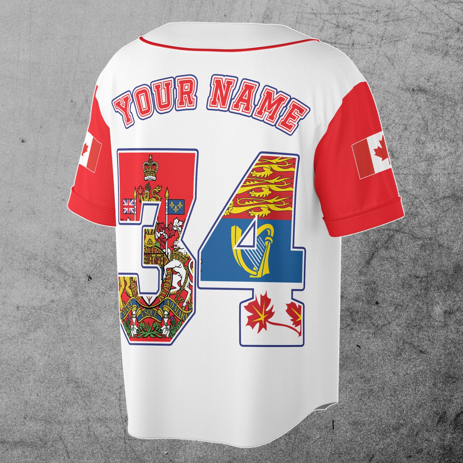 Personalized Canada Flag Baseball Jersey with Name & Number Maple Leaves Sizes S-5XL image 2