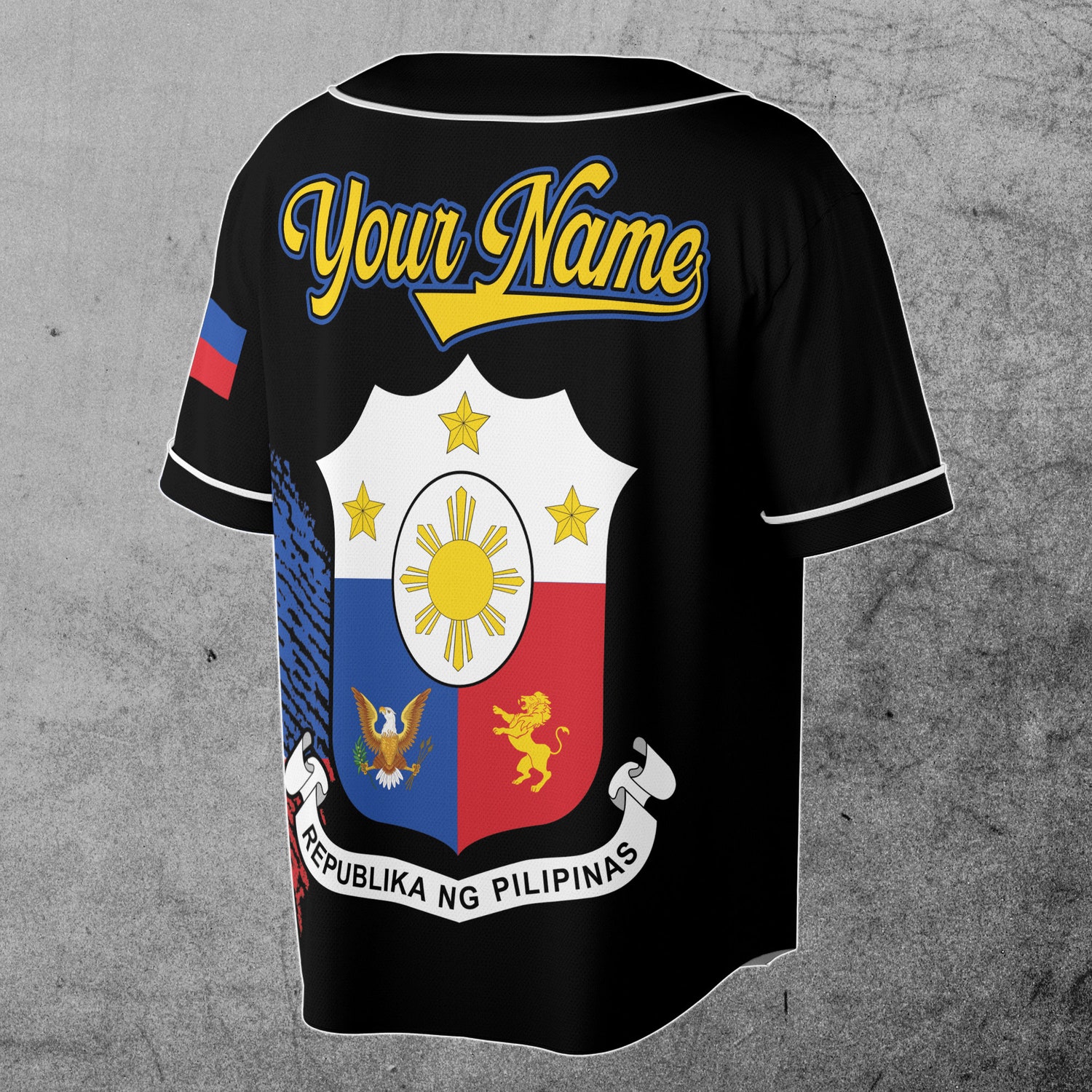 Custom Philippines Flag Baseball Jersey with Personalized Name and Number S-5XL image 2