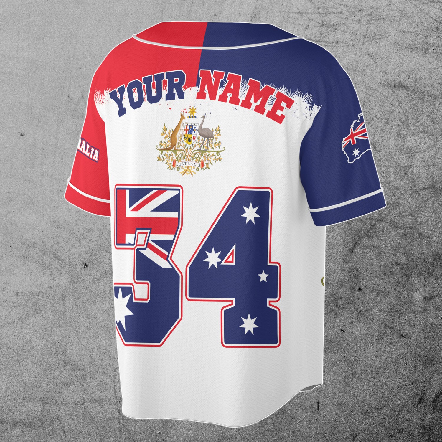 Personalized Australia Flag Coat of Arms 3D Baseball Jersey Custom Name Size S-5XL image 2