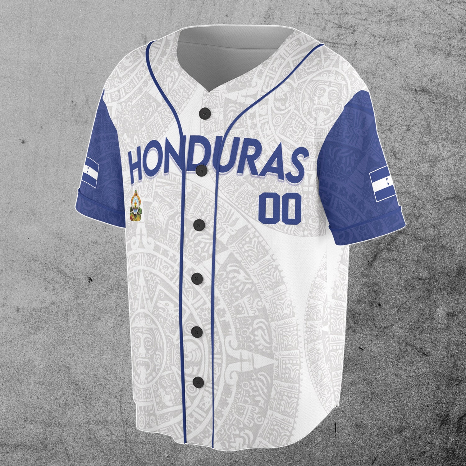 Custom Honduras Flag Coat of Arms Aztec Tribal Art Baseball Jersey Sizes S-5XL image 4