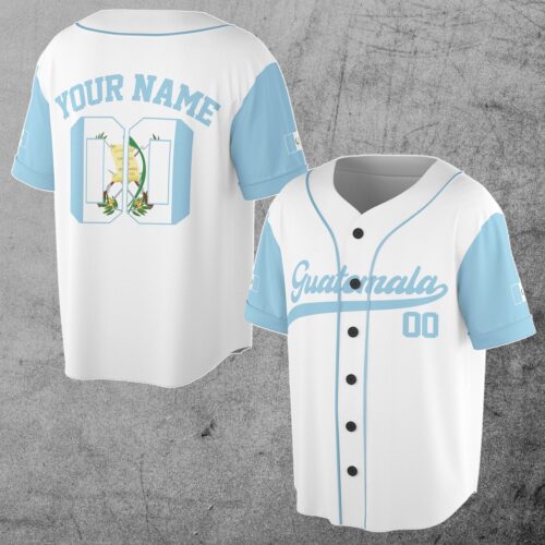 Personalized Guatemala Flag Baseball Jersey with Name & Number Sizes S-5XL image 0