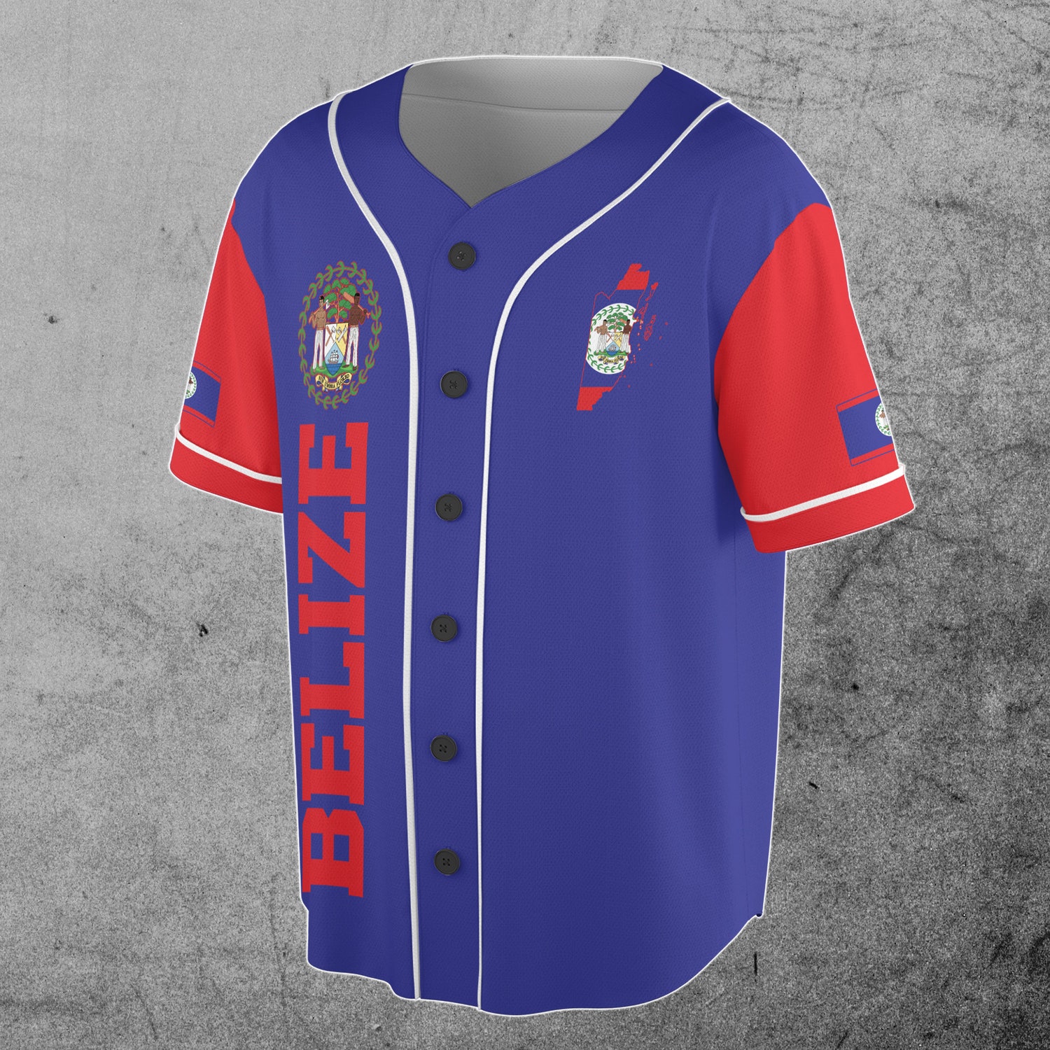 Custom Belize Flag Baseball Jersey with Name and Number Sizes S-5XL image 1