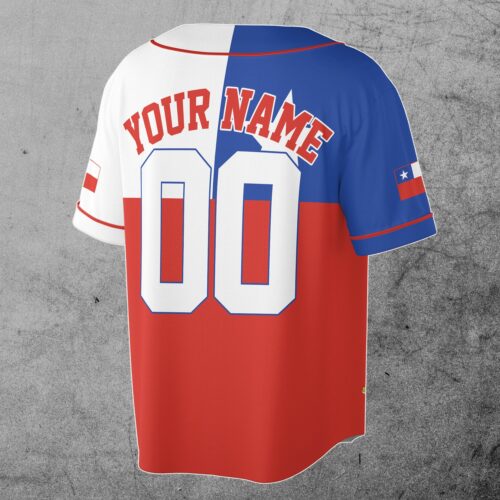 Custom Chile Flag Baseball Jersey with Name and Number S-5XL image 1