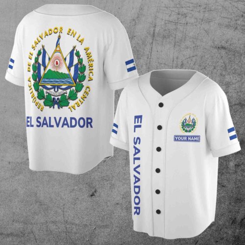 Custom El Salvador Baseball Jersey Shirt with Name Personalization S-5XL image 0