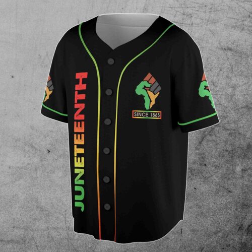 Juneteenth Black Pride Month 3D Baseball Jersey Sizes S-5XL Celebrating Since 1865 image 1