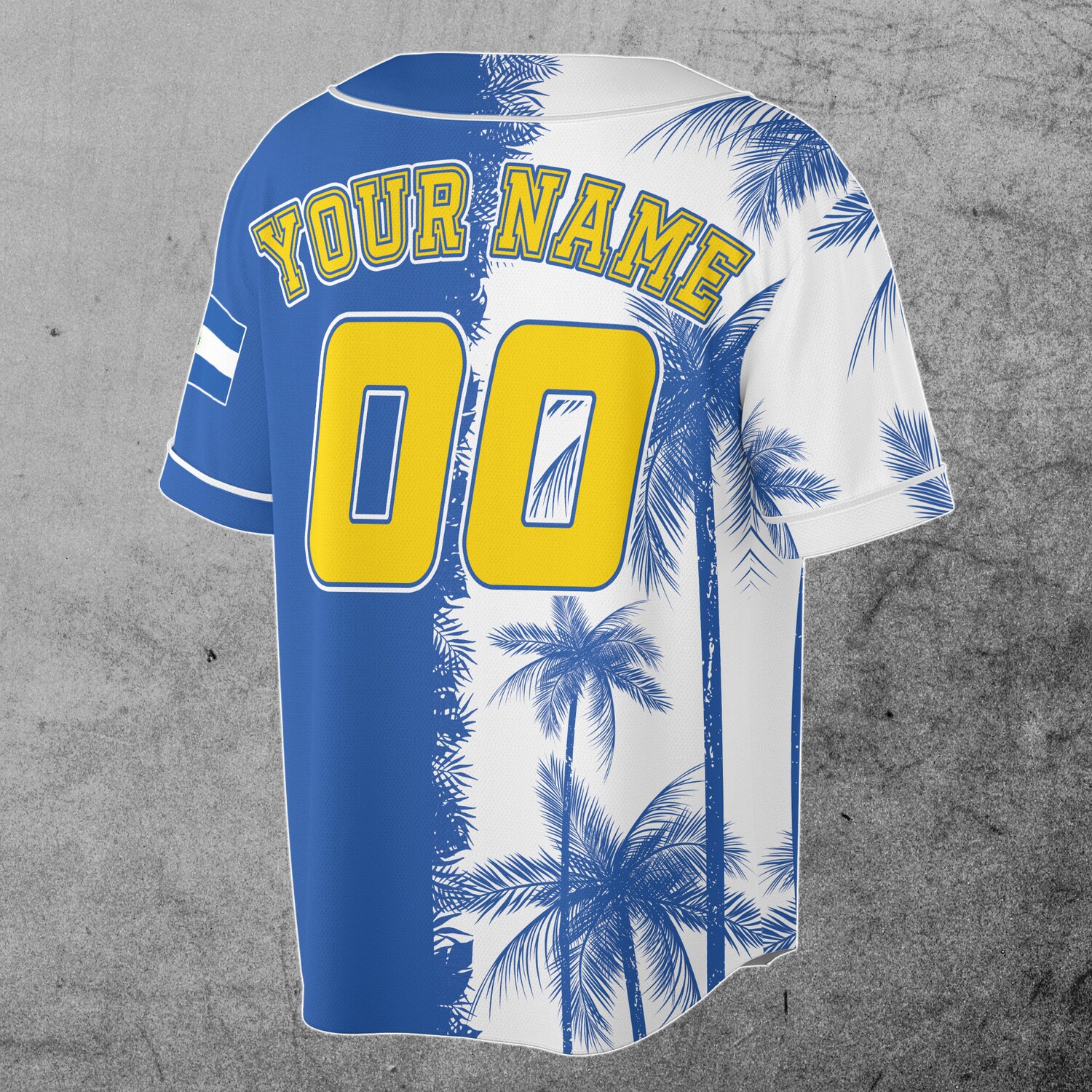 Custom El Salvador Flag Baseball Jersey with Name and Number Blue Tropical Design S-5XL image 2