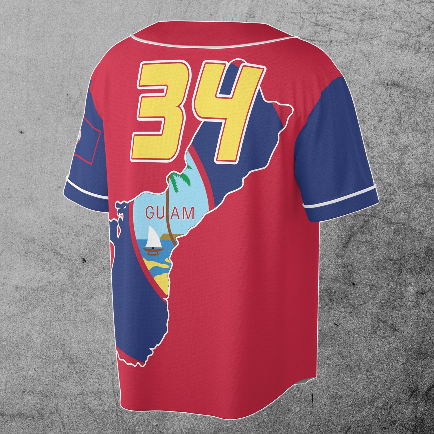 Custom Guam Flag Baseball Jersey with Name & Number Patriotic Coat of Arms S-5XL image 2