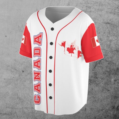 Personalized Canada Flag Baseball Jersey with Name & Number Maple Leaves Sizes S-5XL image 1