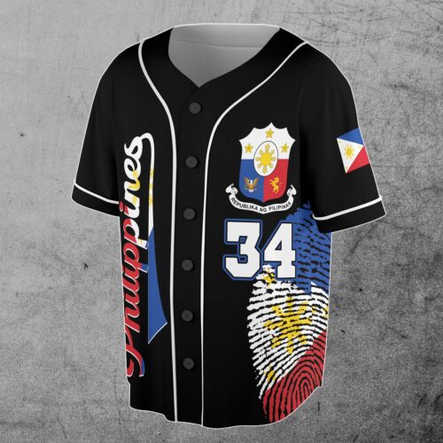 Custom Philippines Flag Baseball Jersey with Personalized Name and Number S-5XL image 1