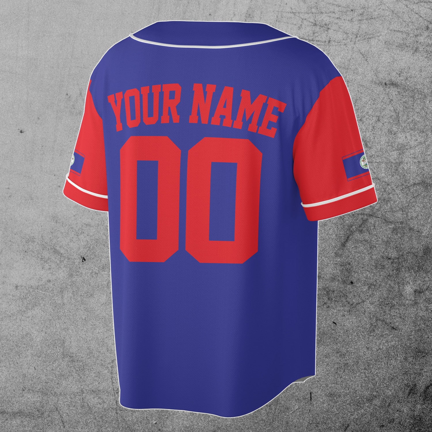 Custom Belize Flag Baseball Jersey with Name and Number Sizes S-5XL image 2