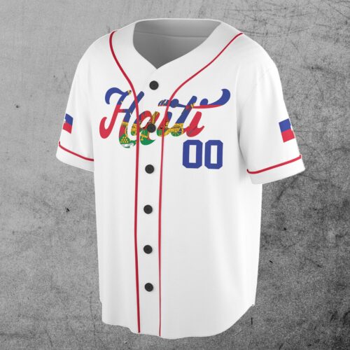 Custom Haiti Flag Baseball Jersey with Personalized Name and Number Patriotic S-5XL image 0