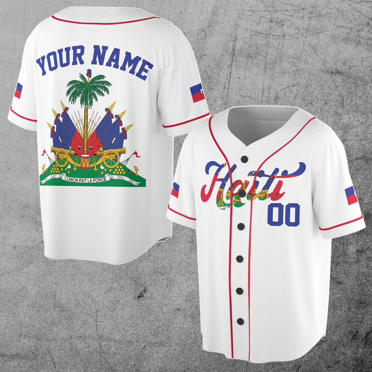 Custom Haiti Flag Baseball Jersey with Personalized Name and Number Patriotic S-5XL image 2