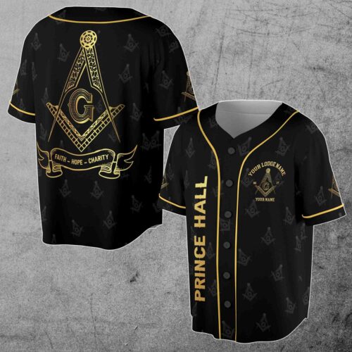 Personalized Freemasonry Masonic Baseball Jersey PHA Prince Hall Lodge Name S-5XL image 0