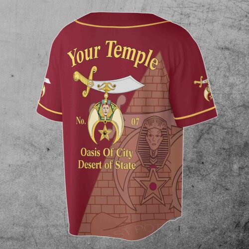 Personalized Shriners Baseball Jersey S-5XL Custom Name Ancient Egypt Pyramid Design image 1