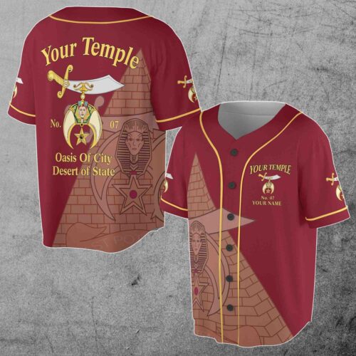 Personalized Shriners Baseball Jersey S-5XL Custom Name Ancient Egypt Pyramid Design image 0