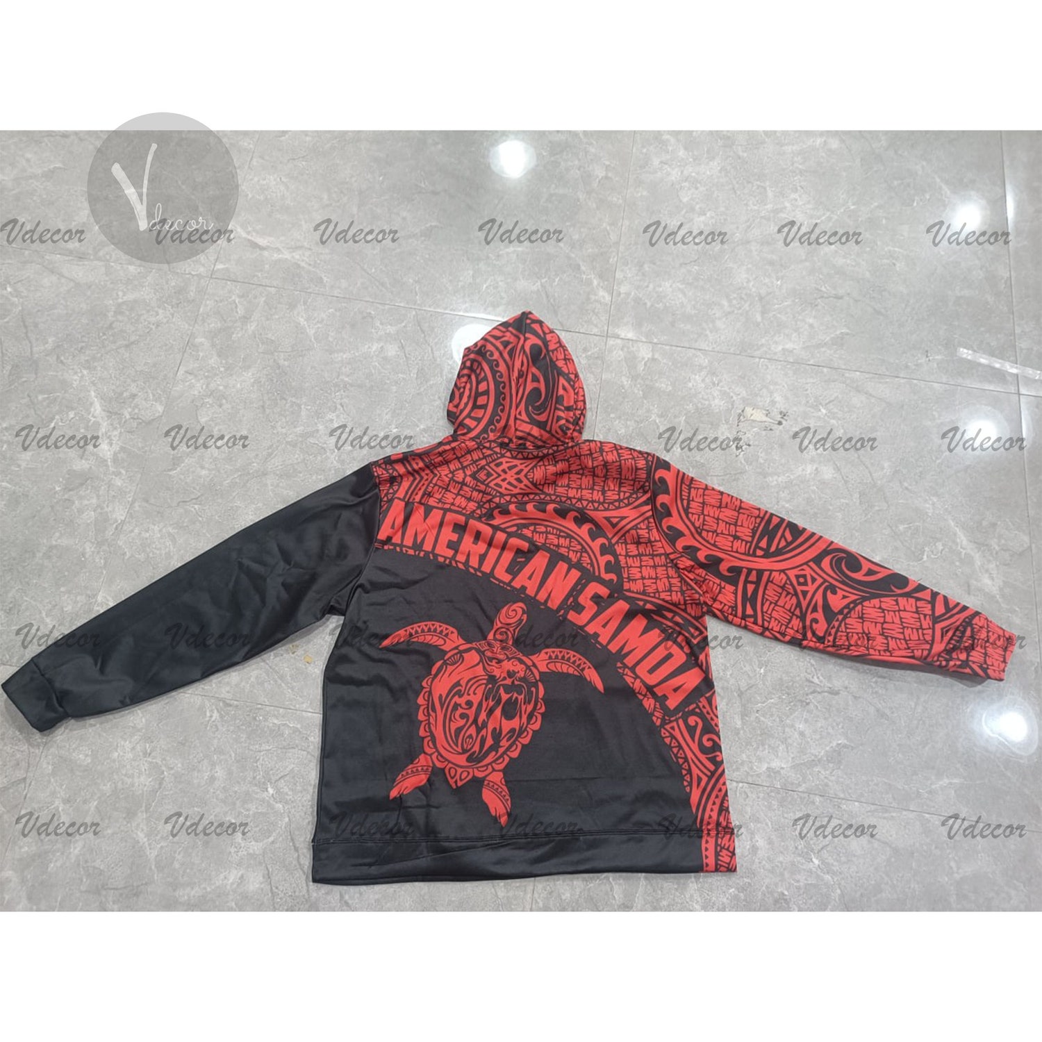 Unisex 3D Printed American Samoa Polynesian Red Hoodie image 4