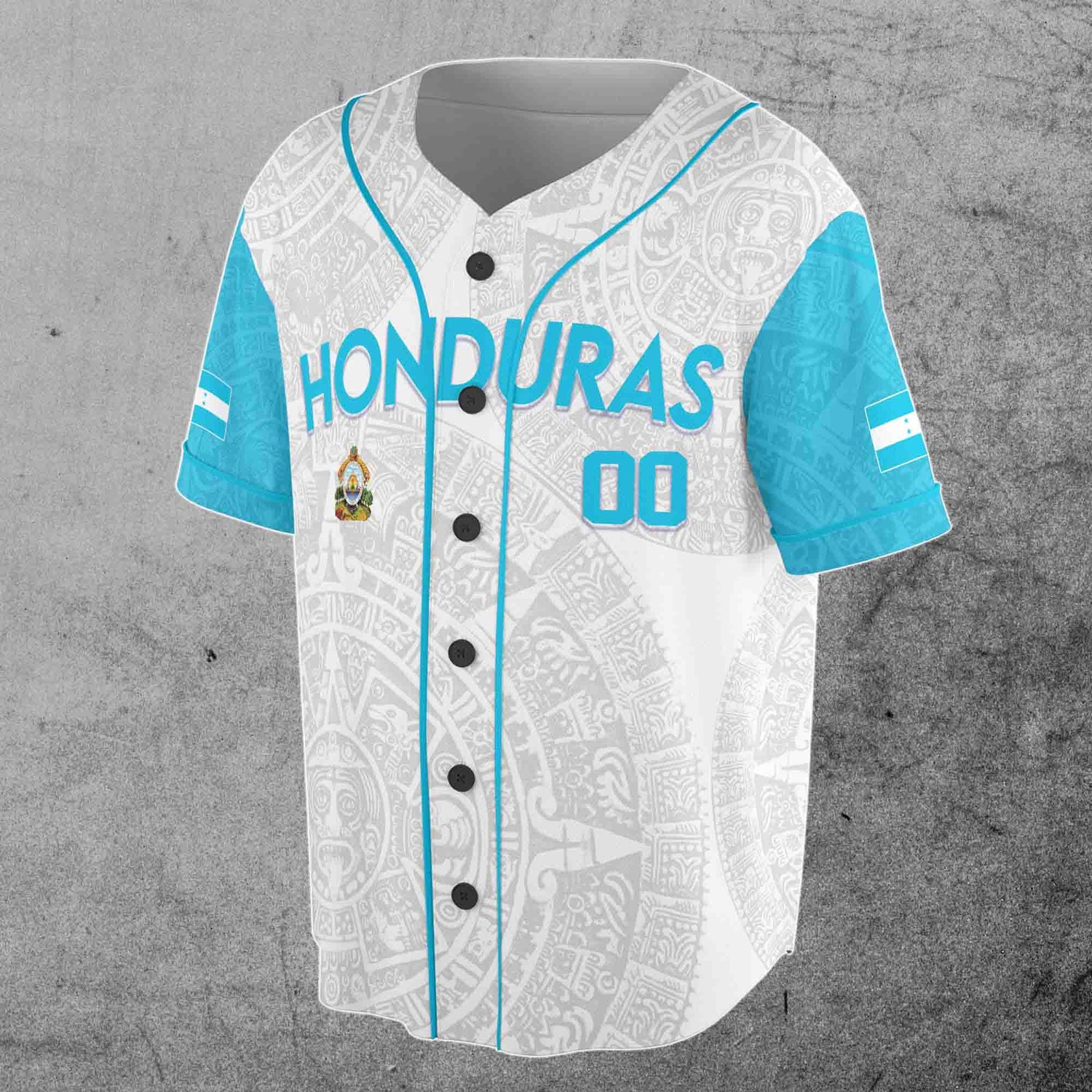 Custom Honduras Flag Coat of Arms Aztec Tribal Art Baseball Jersey Sizes S-5XL image 1