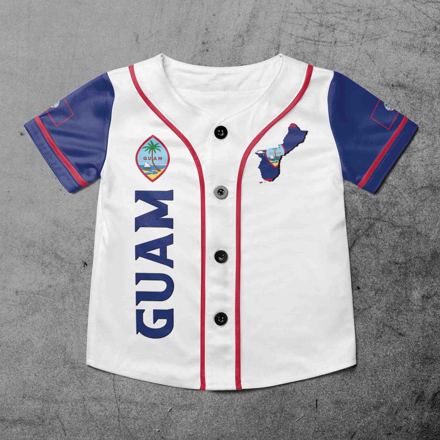 Custom Name Number Guam Flag Coat of Arms Baseball Jersey for Kids Youth Adults S-5XL image 3