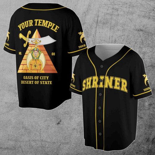 Custom Temple Nobles Mystic Shrine Baseball Jersey Shirt Sizes S-5XL image 0