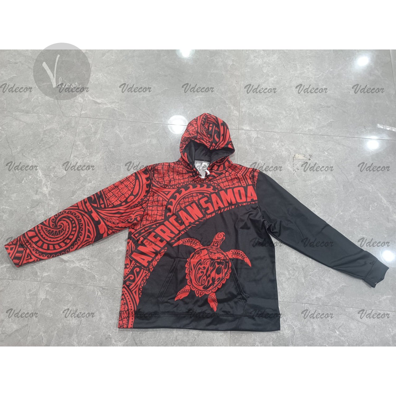 Unisex 3D Printed American Samoa Polynesian Red Hoodie image 3