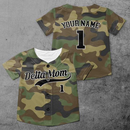 Personalized Camo Brown Baseball Jersey Custom Name Number & Team Youth & Adult S-5XL image 1