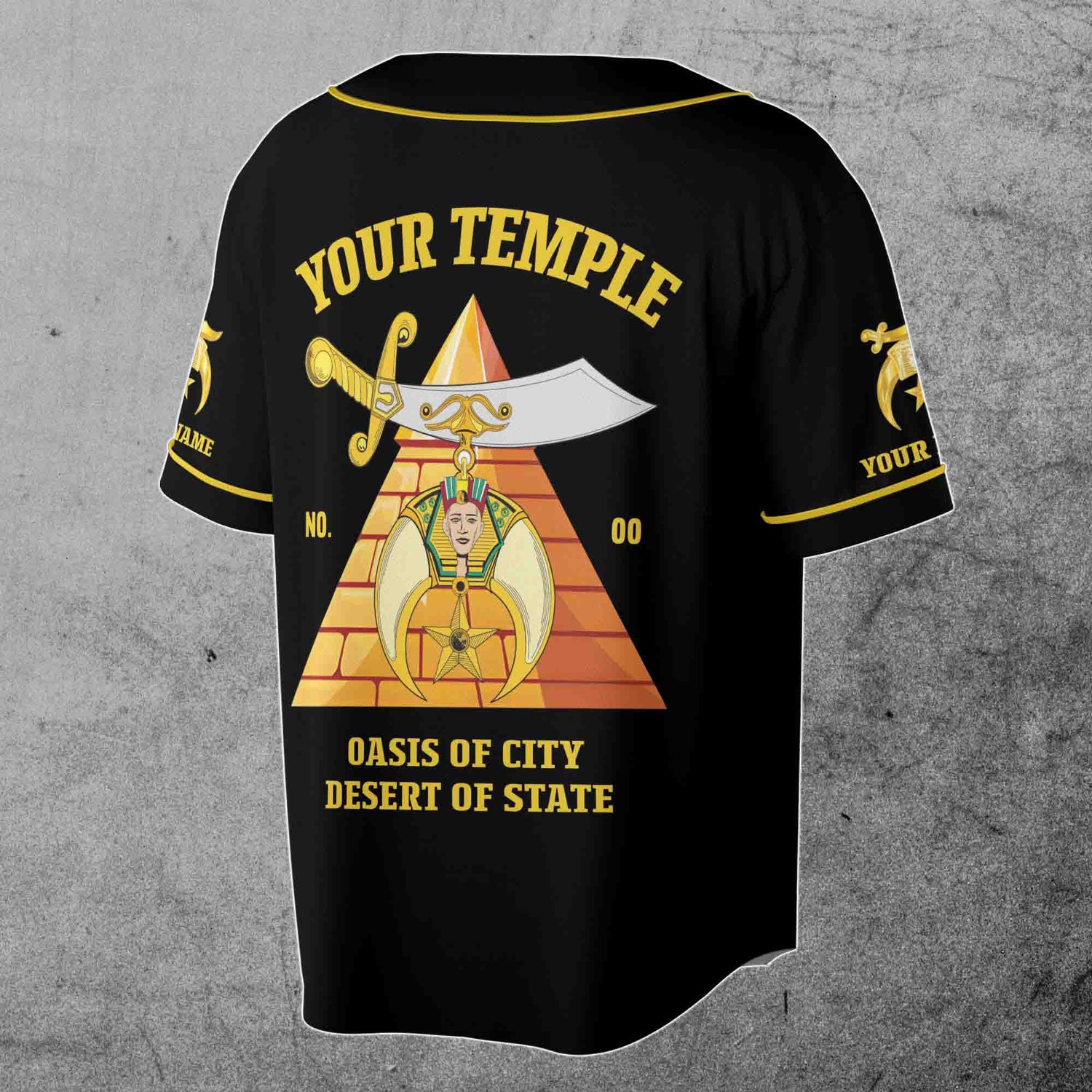 Custom Temple Nobles Mystic Shrine Baseball Jersey Shirt Sizes S-5XL image 2