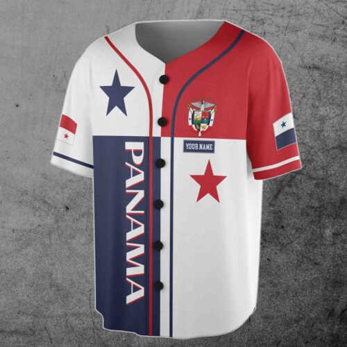 Custom Panama Flag Coat of Arms Baseball Jersey Personalized Name Sizes S-5XL image 1