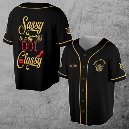 Custom Name Baseball Jersey Personalized Unisex Sassy Classy Court Name DOI S-5XL image 0