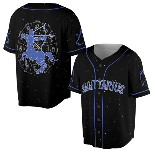 Sagittarius Zodiac Constellation Baseball Jersey Sizes S-5XL Astrology Star Shirt image 0