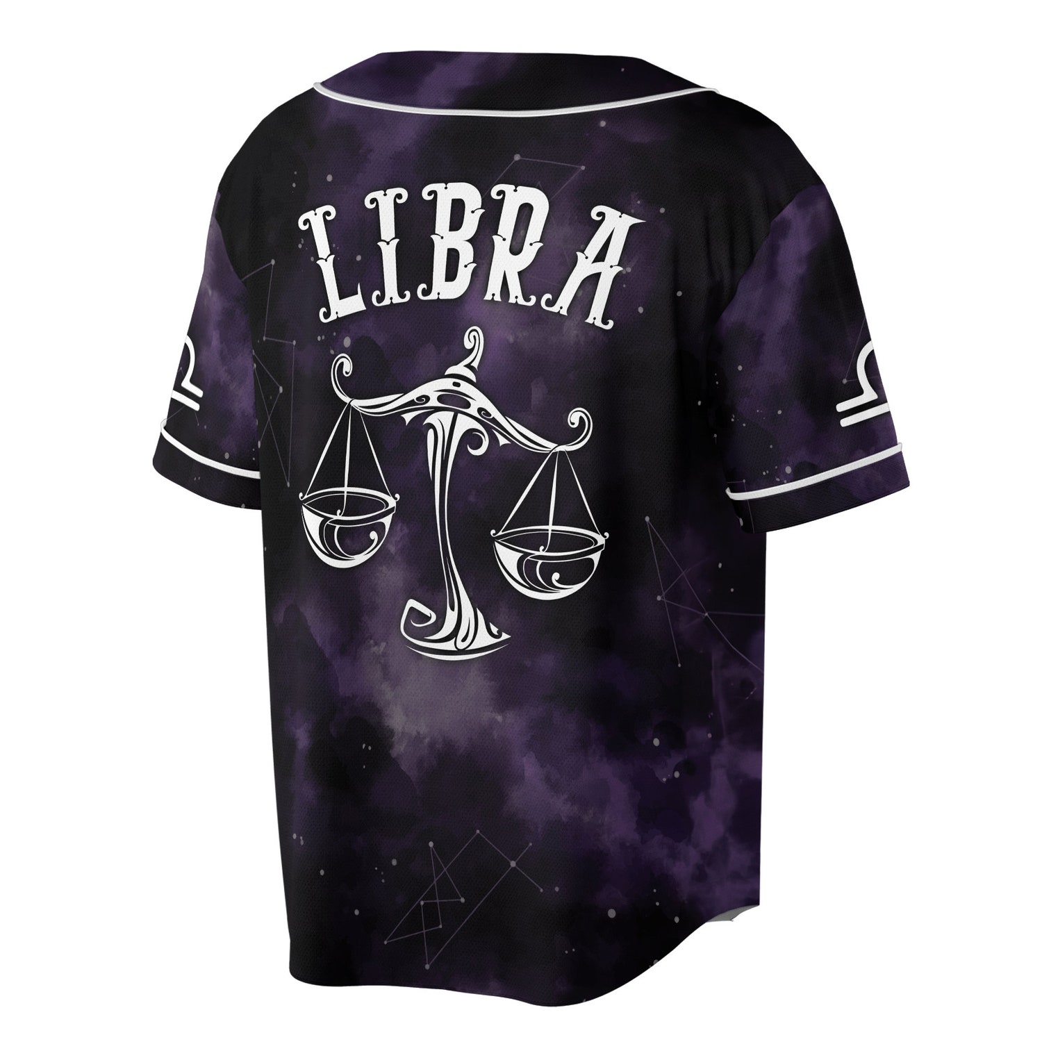 Zodiac Libra Black and White Night Sky Baseball Jersey Sizes S-5XL Astrology Clothing image 2