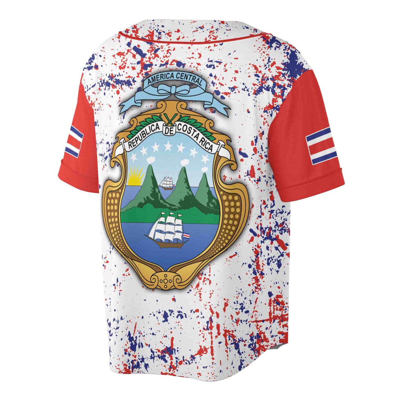 Custom Republica De Costa Rica Baseball Jersey Colorful Paint Splatter Design S-5XL image 2