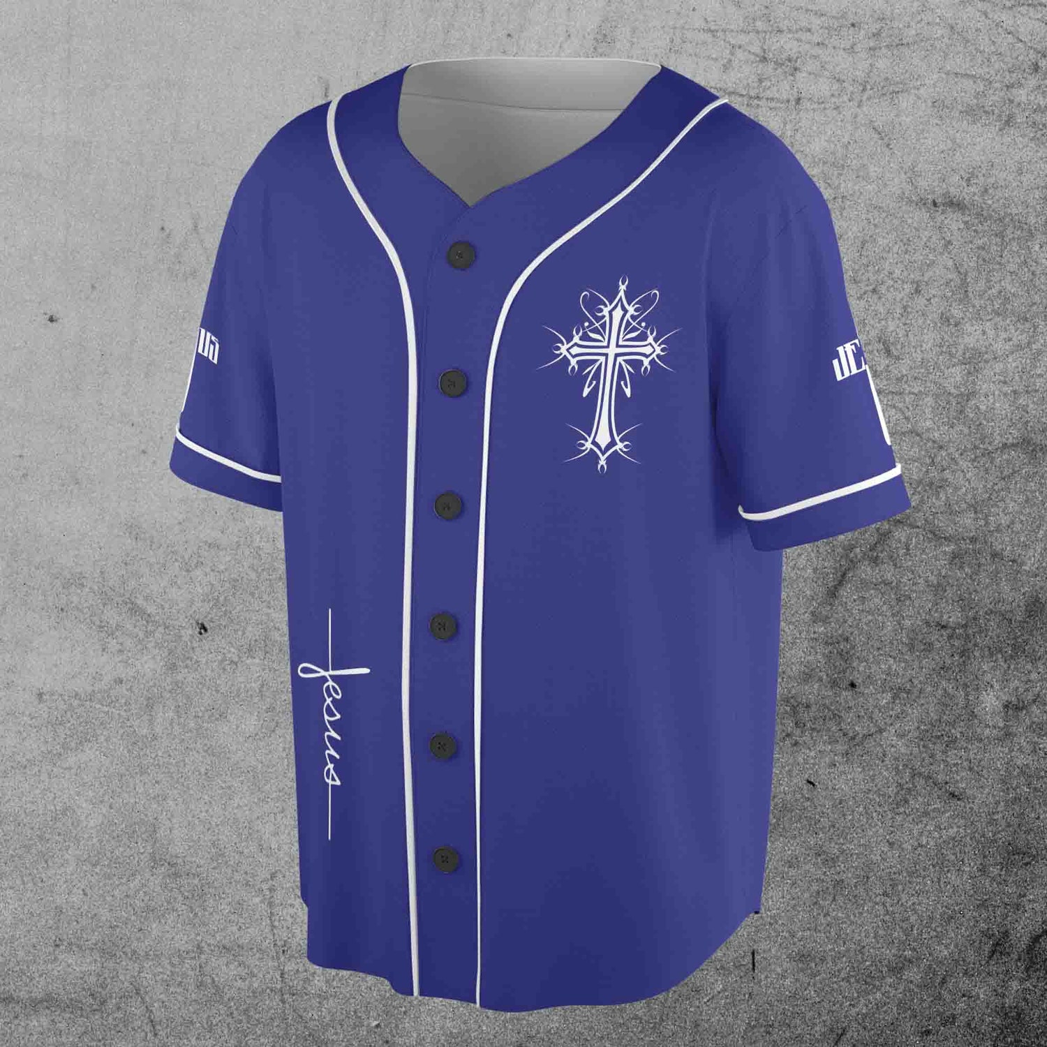 The Darkness of Jesus Christ Blue Baseball Jersey Sizes S-5XL Christian Apparel image 1