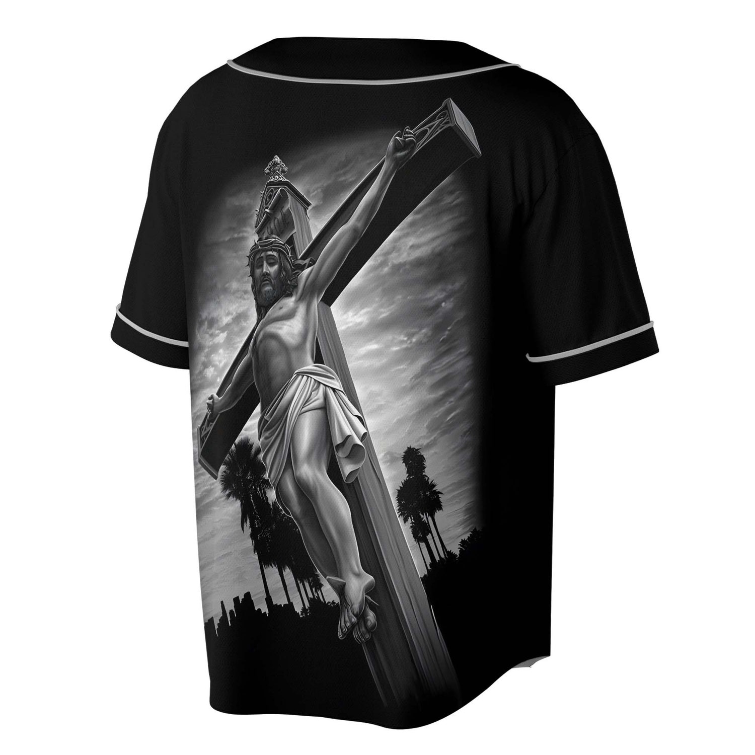 Jesus In The Darkness Cross Baseball Jersey Religious Apparel S-5XL image 2