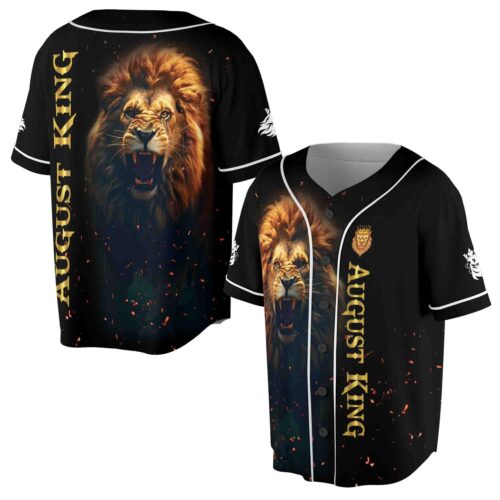 August Leo Zodiac Lion Grunge Baseball Jersey S-5XL King Leo Astrology Shirt image 0