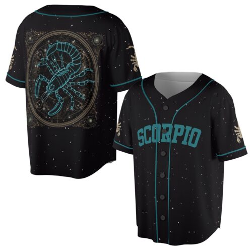 Scorpio Zodiac Constellation Baseball Jersey Sizes S-5XL Astrological Star Design image 0