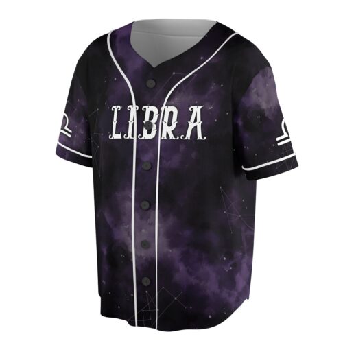 Zodiac Libra Black and White Night Sky Baseball Jersey Sizes S-5XL Astrology Clothing image 1